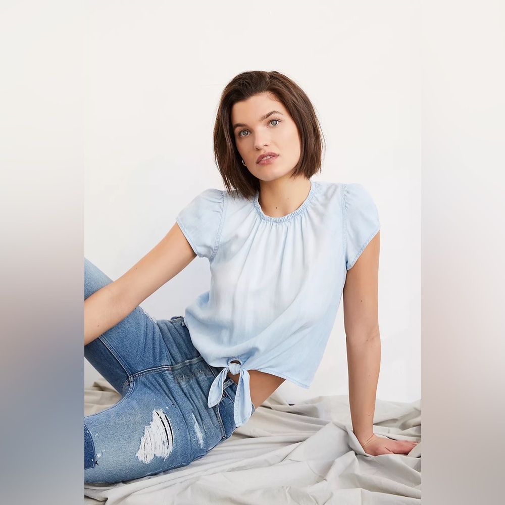 Cloth & Stone Kenzie Tie Front Blouse Anthropologie shirt top t shirt